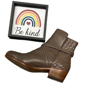 * Joie Brown Leather Ankle Booties with Textured Design